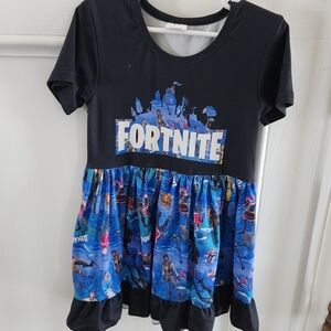 Source Unknown Fortnite Black and Blue Girls Casual Dress
